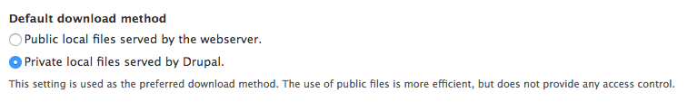 Drupal private file system