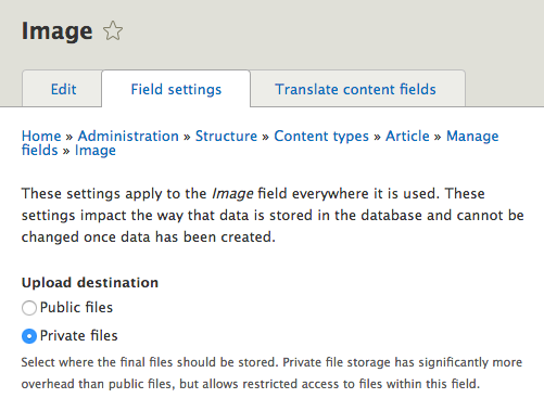 Drupal entity field private image